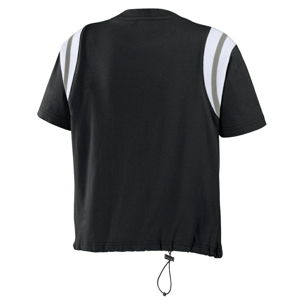 Chicago White Sox WEAR by Erin Andrews Women's Cinched Colorblock T-Shirt - Black