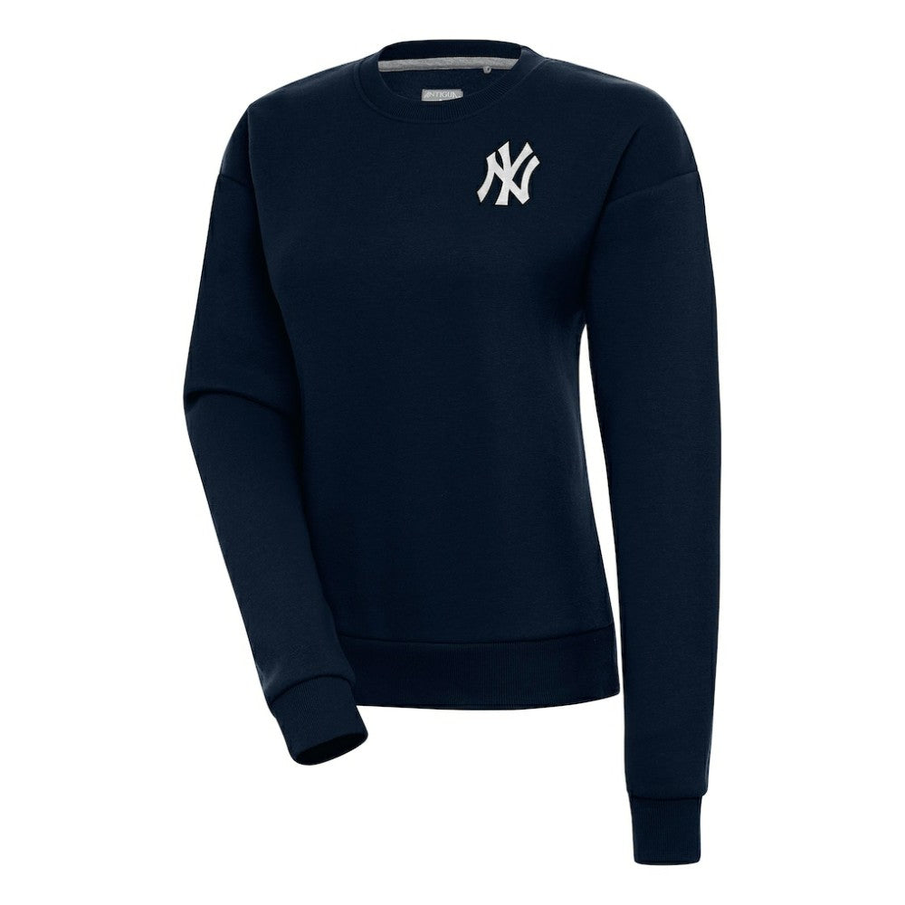 New York Yankees Antigua Women's Brushed Metallic Victory Pullover Sweatshirt - Navy