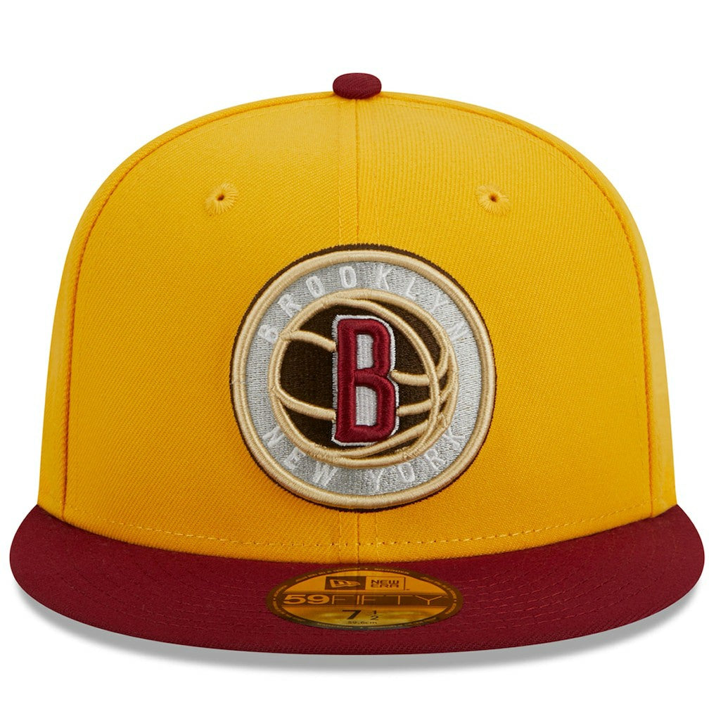 Brooklyn Nets Fall Leaves 2-Tone 59FIFTY Fitted Hat - Yellow/Red | New Era on sale