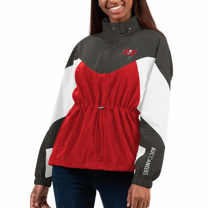 Tampa Bay Buccaneers G-III 4Her by Carl Banks Women's Tie Breaker Lightweight Quarter-Zip Jacket - Red/Pewter discount