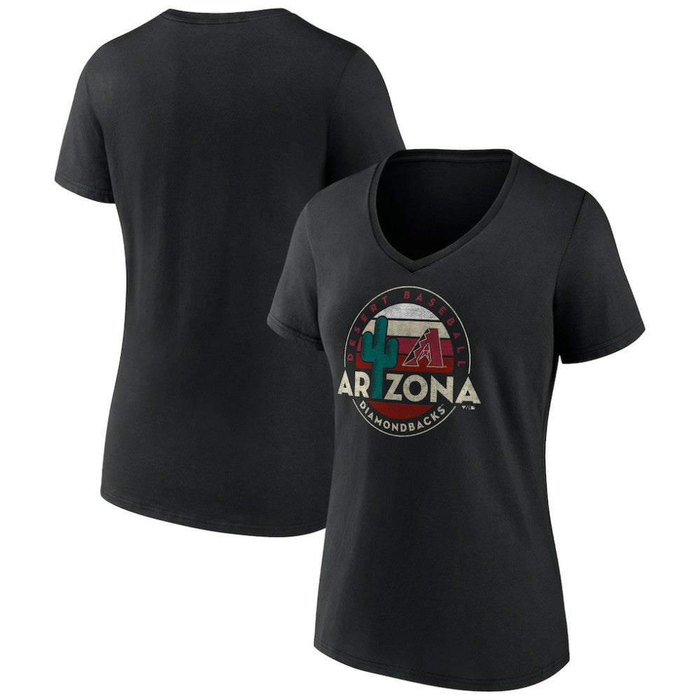 Arizona Diamondbacks Women's Hometown Desert Baseball V-Neck T-Shirt - Black