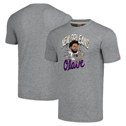 Chris Olave New Orleans Saints Homage Unisex Caricature Player Tri-Blend T-Shirt - Gray cheap