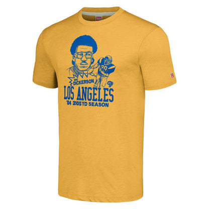 Eric Dickerson Los Angeles Rams Homage Unisex Caricature Retired Player Tri-Blend T-Shirt - Gold online