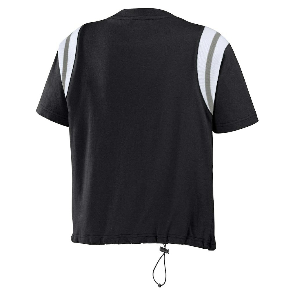 Las Vegas Raiders WEAR by Erin Andrews Women's Cinched Colorblock T-Shirt - Black outlet