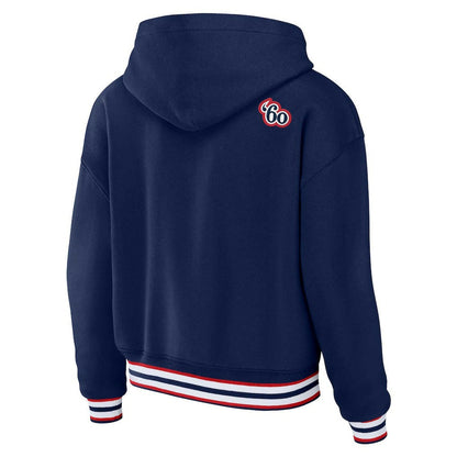 New England Patriots WEAR by Erin Andrews Women's Plus Size Lace-Up Pullover Hoodie - Navy online