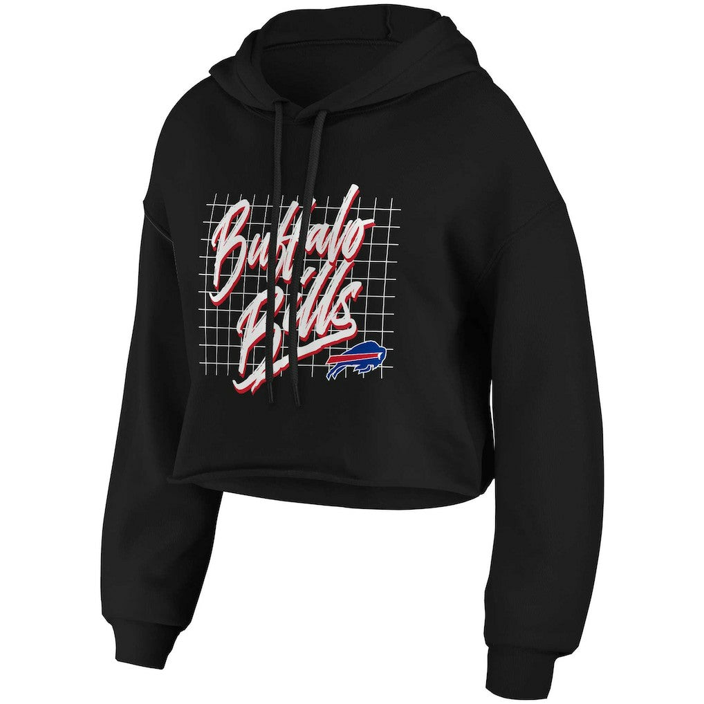 Buffalo Bills WEAR by Erin Andrews Women's Domestic Cropped Pullover Hoodie - Black discount