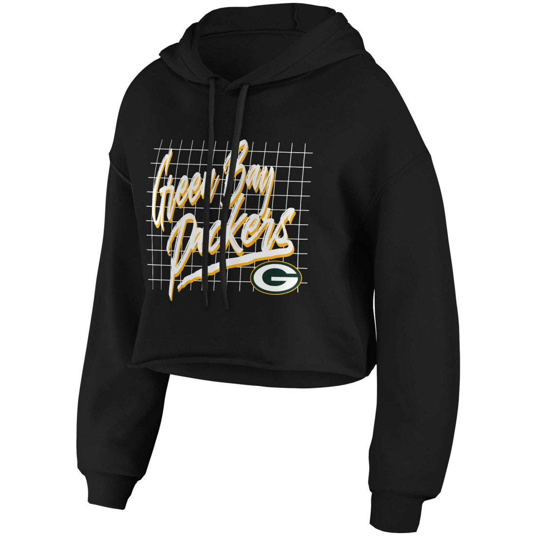 Green Bay Packers WEAR by Erin Andrews Women's Domestic Cropped Pullover Hoodie - Black discount