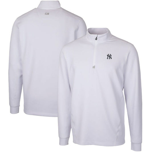 New York Yankees Cutter & Buck Traverse Stretch Quarter-Zip Pullover Top - White