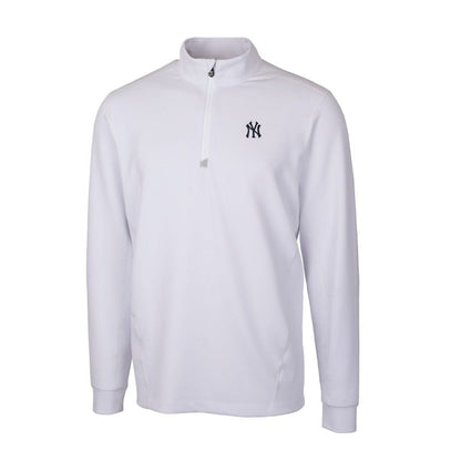 New York Yankees Cutter & Buck Traverse Stretch Quarter-Zip Pullover Top - White