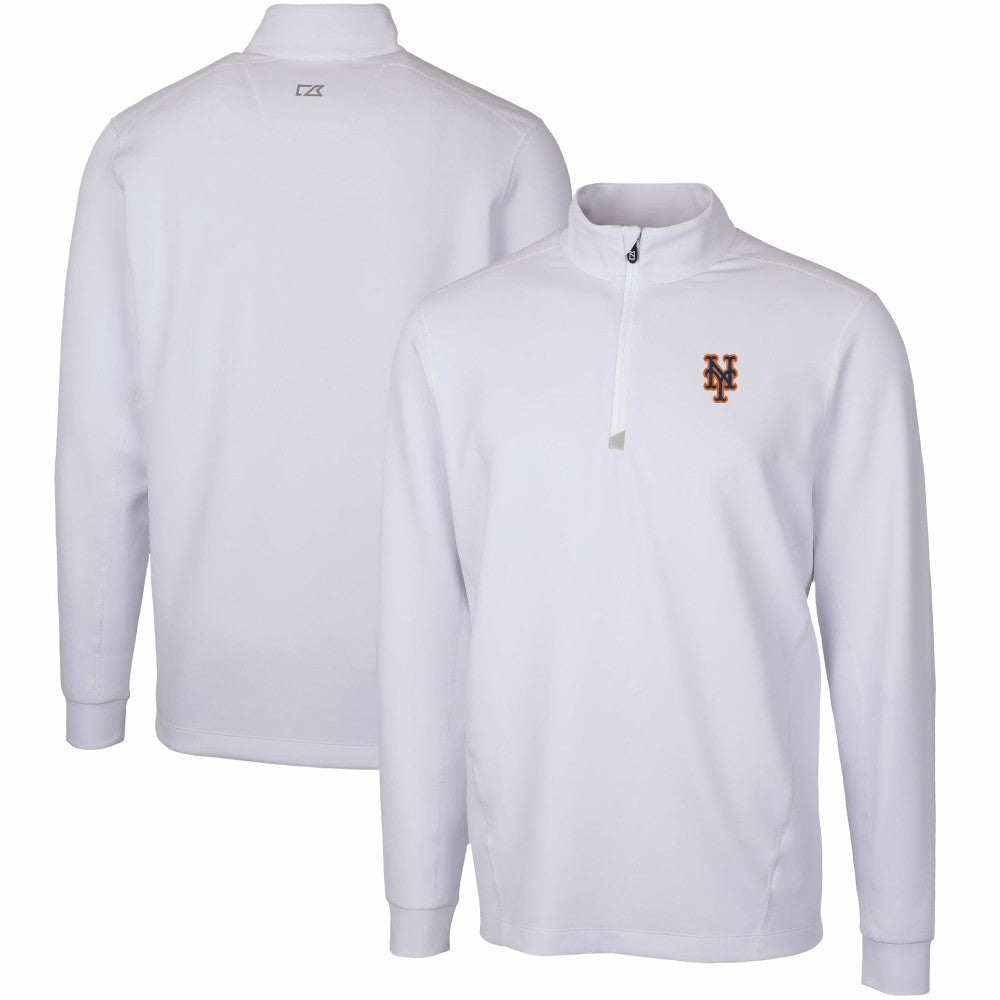 New York Mets Cutter & Buck Traverse Stretch Quarter-Zip Pullover Top - White
