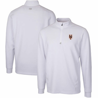 New York Mets Cutter & Buck Traverse Stretch Quarter-Zip Pullover Top - White