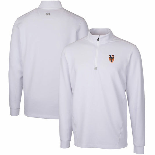 New York Mets Cutter & Buck Traverse Stretch Quarter-Zip Pullover Top - White