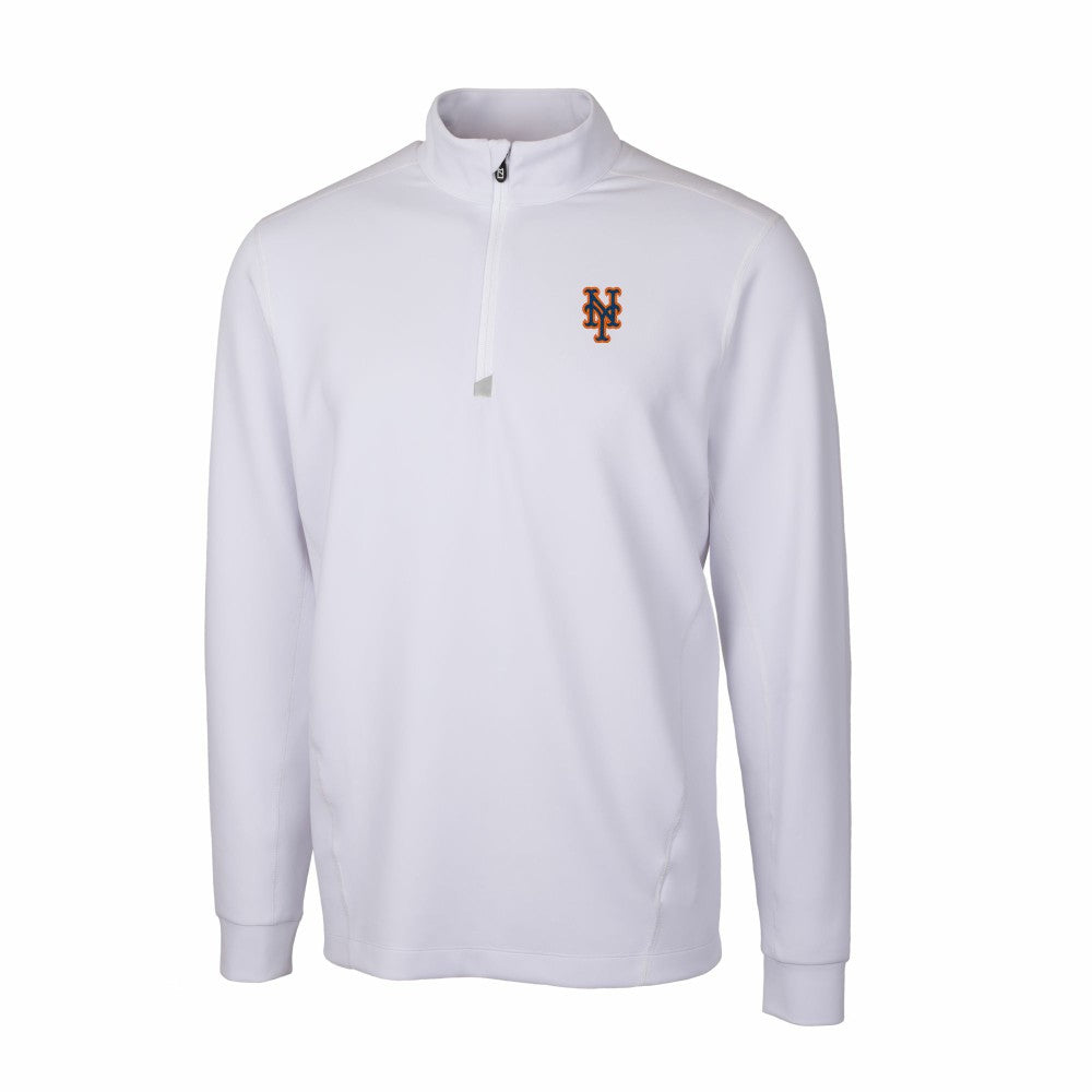 New York Mets Cutter & Buck Traverse Stretch Quarter-Zip Pullover Top - White