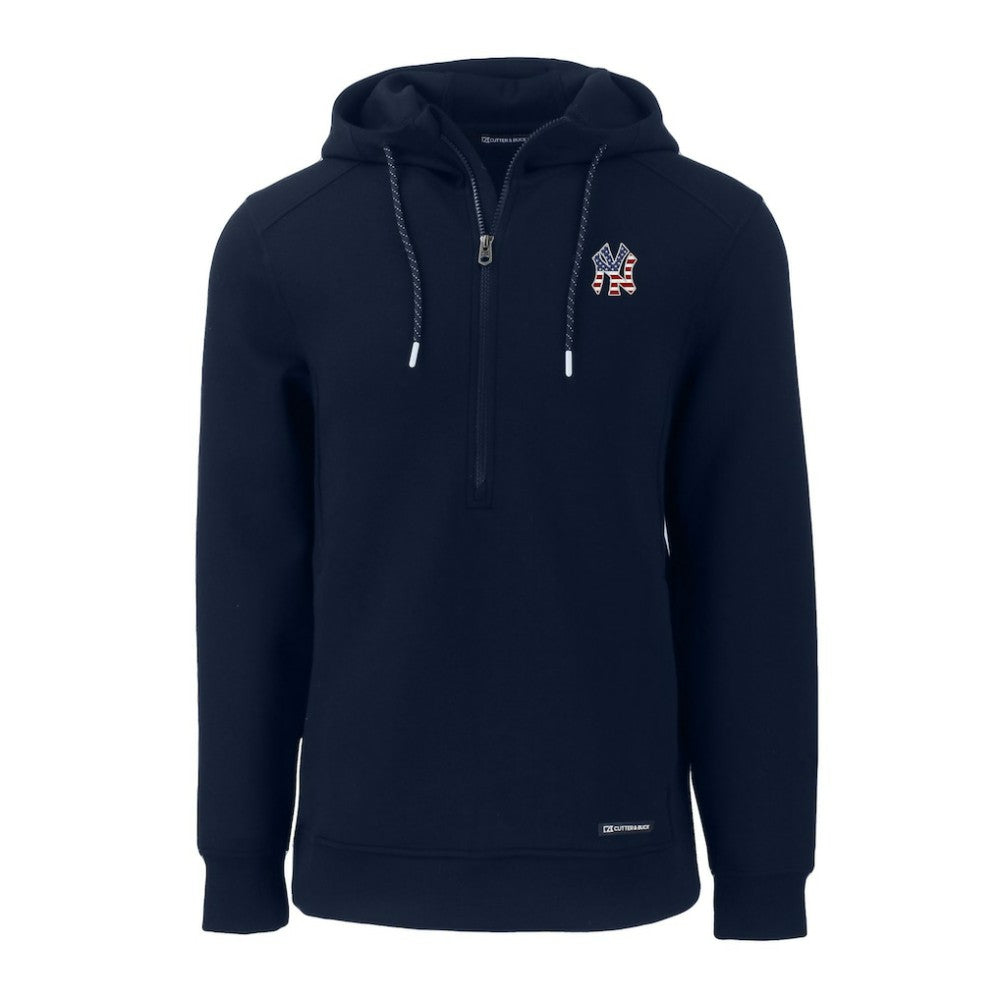 New York Yankees Cutter & Buck Stars & Stripes Roam Eco Half-Zip Recycled Pullover Hoodie - Navy