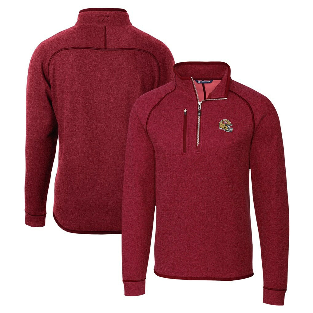 San Francisco 49ers Cutter & Buck Helmet Mainsail Sweater-Knit Half-Zip Pullover Jacket - Red sale