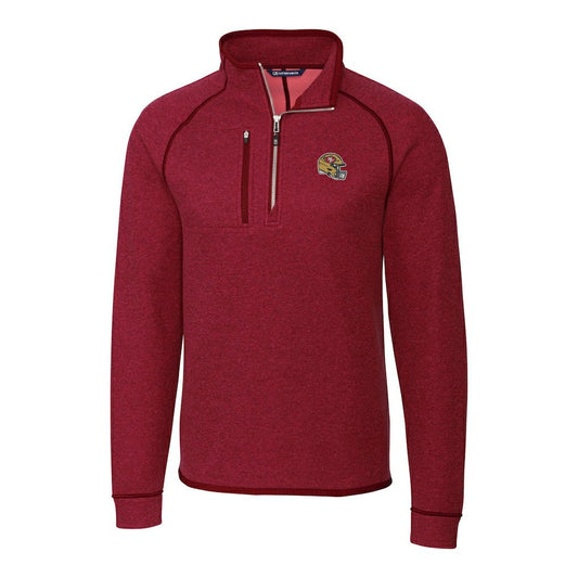 San Francisco 49ers Cutter & Buck Helmet Mainsail Sweater-Knit Half-Zip Pullover Jacket - Red sale