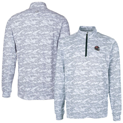 Tampa Bay Buccaneers Cutter & Buck Helmet Traverse Camo Print Stretch Quarter-Zip Pullover Top - Charcoal for sale