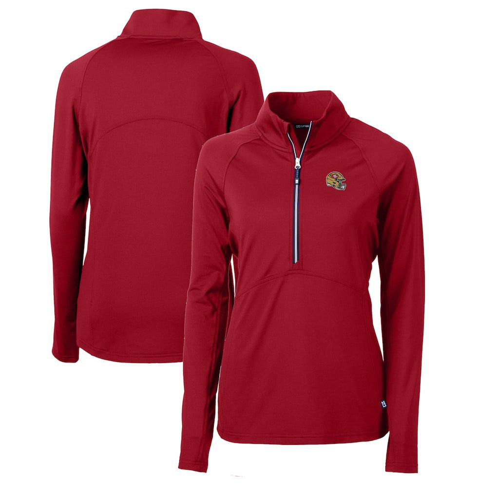 San Francisco 49ers Cutter & Buck Women's Helmet Logo Adapt Eco Knit Stretch Recycled Half-Zip Pullover Top - Scarlet outlet