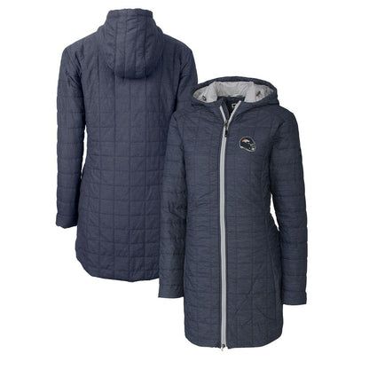 Denver Broncos Cutter & Buck Women's Helmet Logo Rainier Primaloft Eco Insulated Hooded Long Coat - Heather Navy outlet