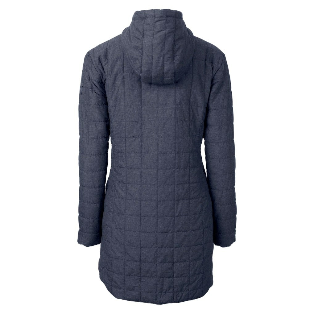 Denver Broncos Cutter & Buck Women's Helmet Logo Rainier Primaloft Eco Insulated Hooded Long Coat - Heather Navy outlet