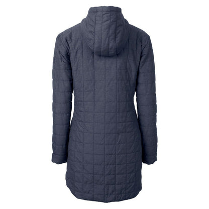 Denver Broncos Cutter & Buck Women's Helmet Logo Rainier Primaloft Eco Insulated Hooded Long Coat - Heather Navy outlet