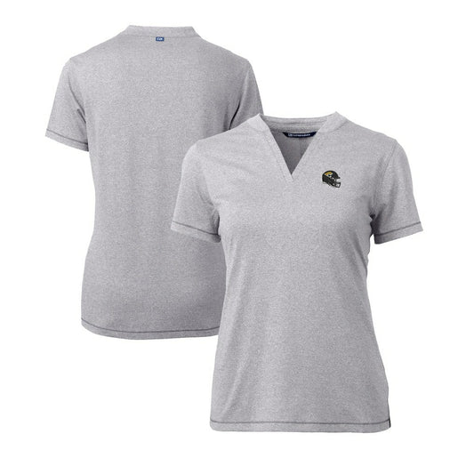 Jacksonville Jaguars Cutter & Buck Women's Helmet Logo DryTec Forge Stretch V-Neck Blade Top - Heather Gray discount