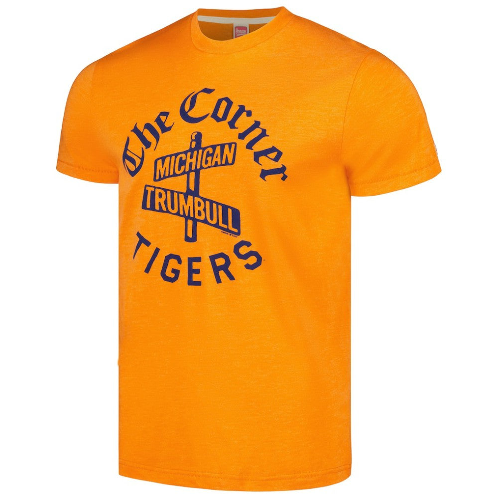 Detroit Tigers Homage Doodle Collection The Corner Tri-Blend T-Shirt - Orange