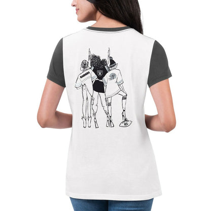 Las Vegas Raiders G-III 4Her by Carl Banks Women's Fashion Illustration T-Shirt - White/Black sale