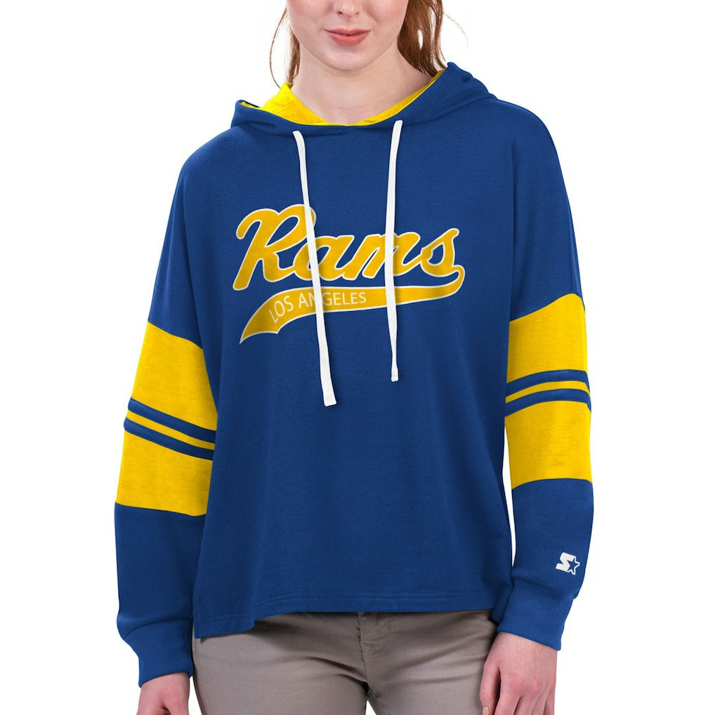 Los Angeles Rams Starter Women's Bump And Run Long Sleeve Hoodie T-Shirt - Royal cheap