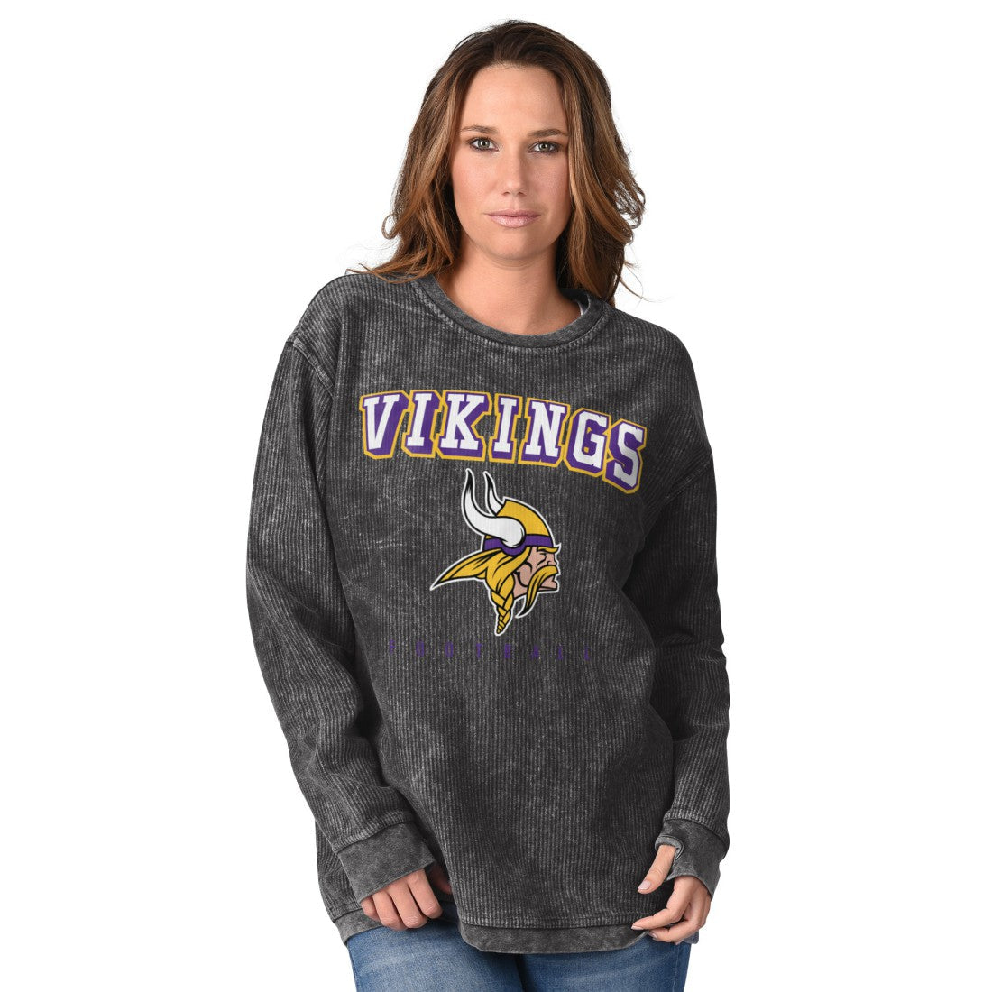 Minnesota Vikings G-III 4Her by Carl Banks Women's Comfy Cord Sweatshirt - Gray sale