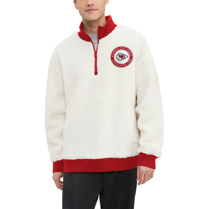 Kansas City Chiefs Tommy Hilfiger Jordan Sherpa Quarter-Zip Sweatshirt - Cream for sale