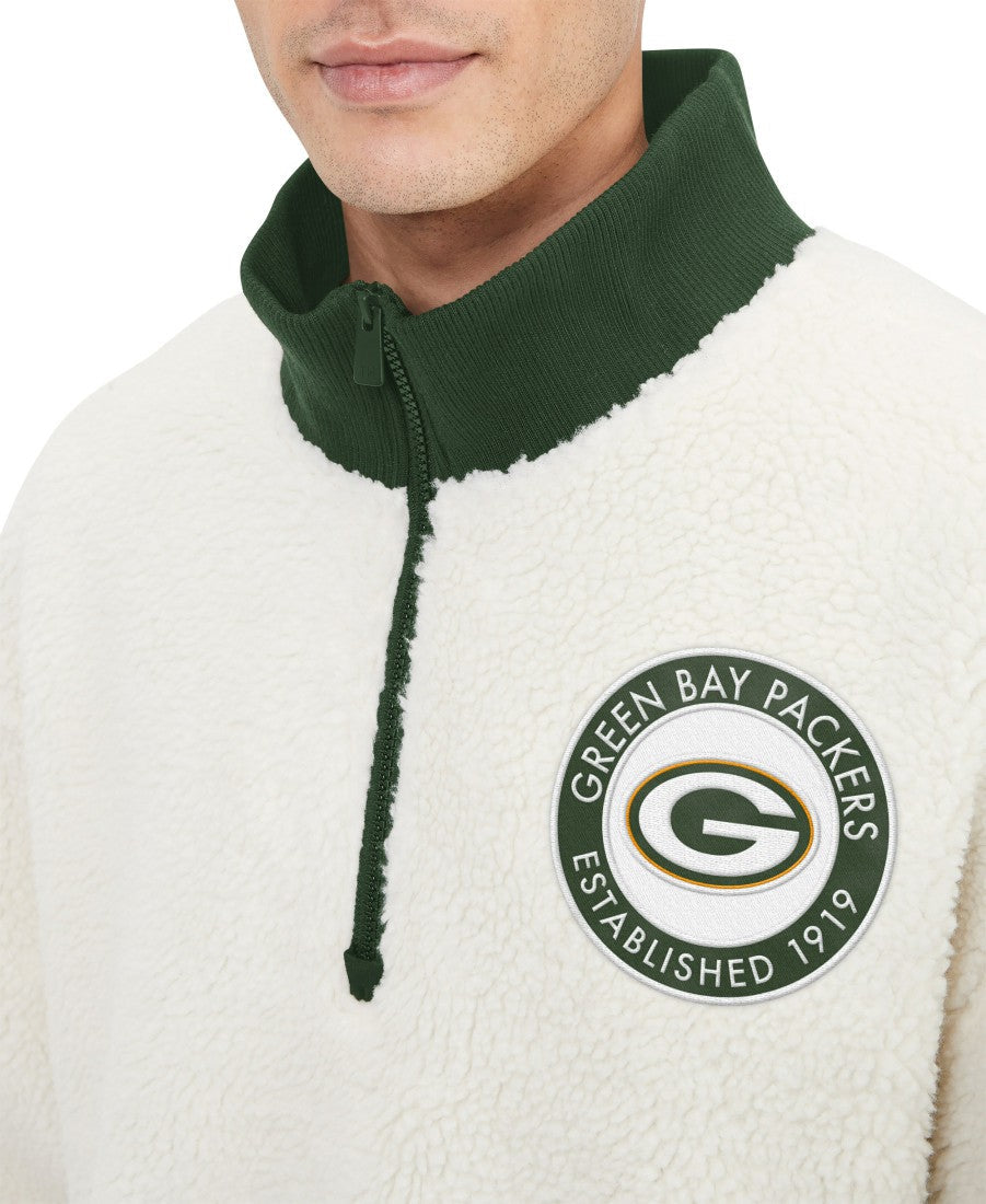 Green Bay Packers Tommy Hilfiger Jordan Sherpa Quarter-Zip Sweatshirt - Cream outlet