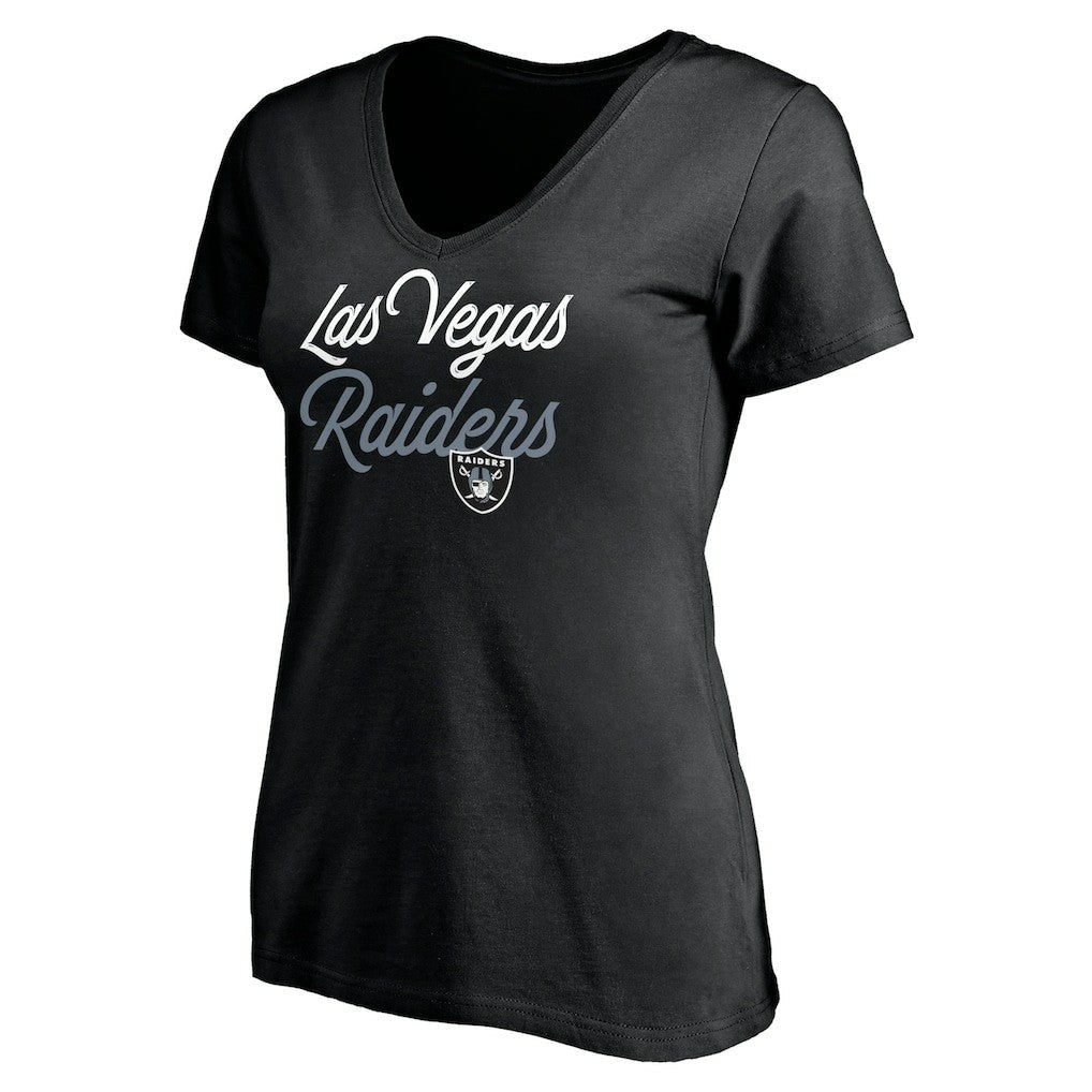 Las Vegas Raiders Women's Long Stride V-Neck T-Shirt - Black sale