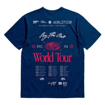 Philadelphia 76ers Bleacher Report x  Unisex World Tour T-Shirt - Navy | Mitchell & Ness for sale