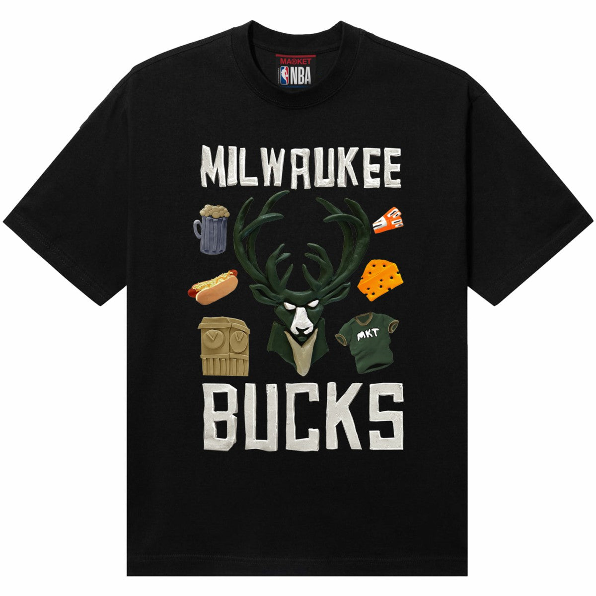 Milwaukee Bucks NBA x MARKET Unisex Claymation T-Shirt - Black outlet