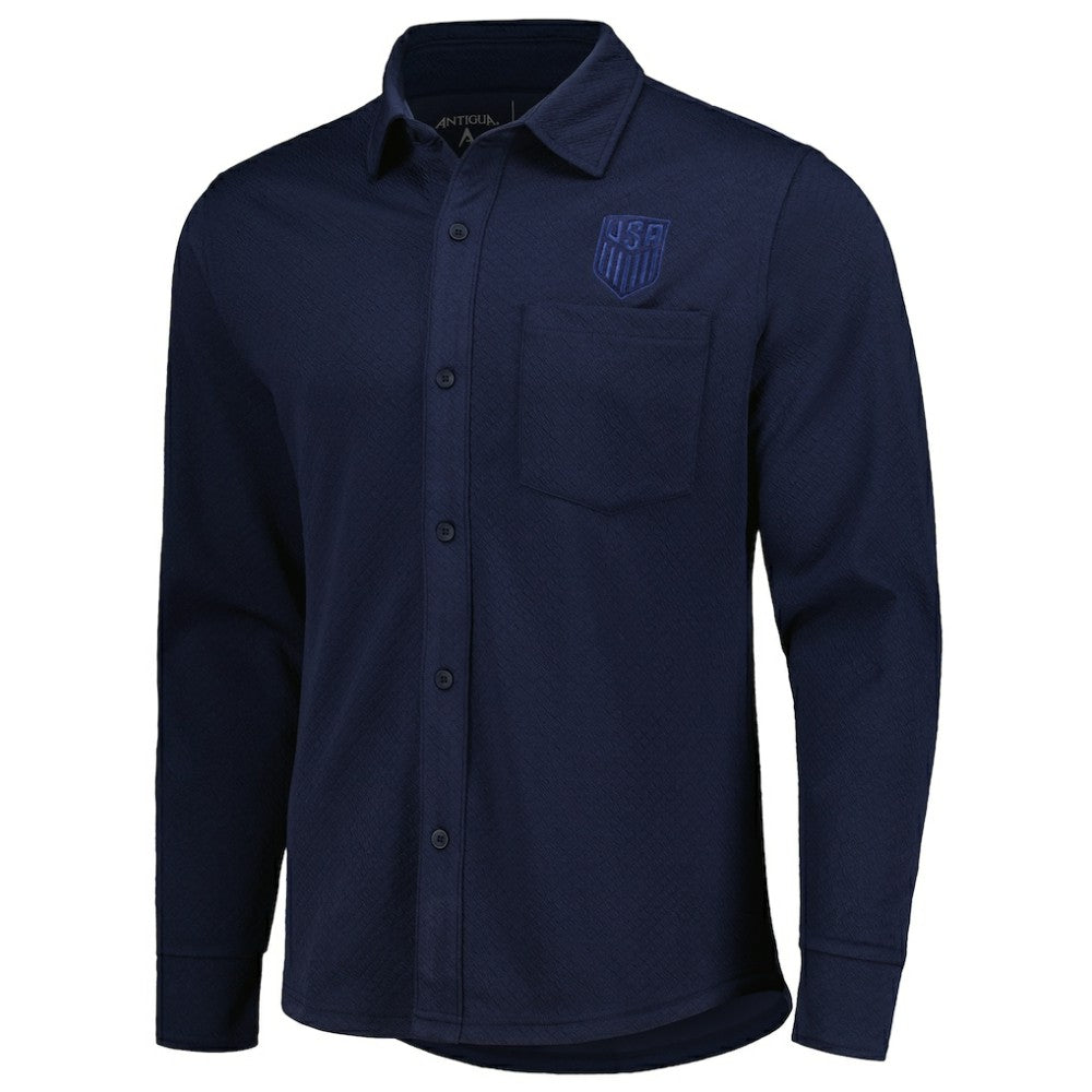 USMNT Antigua Streamer Diamond Button-Up Shacket - Navy on sale