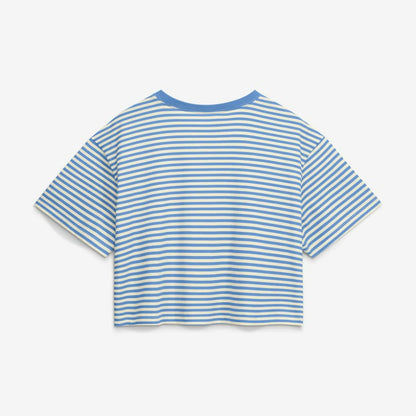 Chicago Cubs Women's Cooperstown Collection Striped Cropped T-Shirt - Light Blue/Cream | Nike