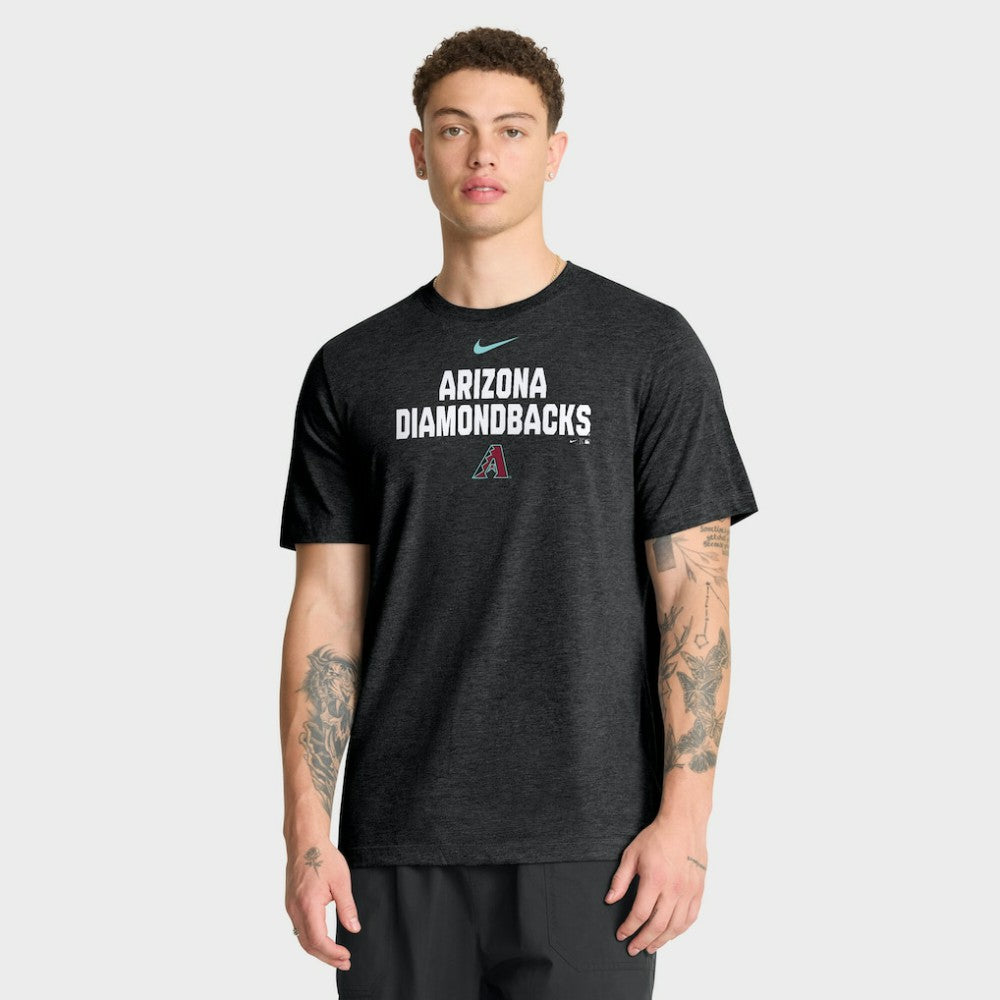 Arizona Diamondbacks Stacked Tri-Blend T-Shirt - Heather Black | Nike