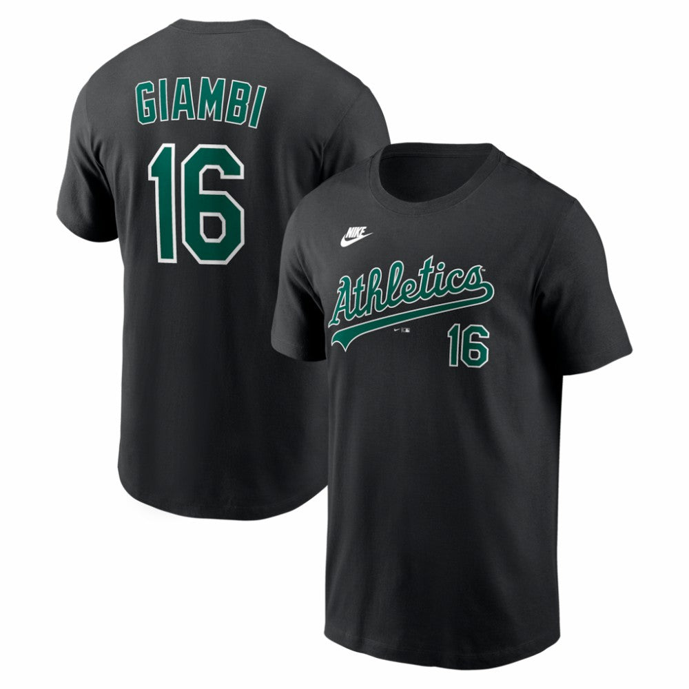 Jason Giambi Athletics Cooperstown Collection Name & Number T-Shirt - Black | Nike