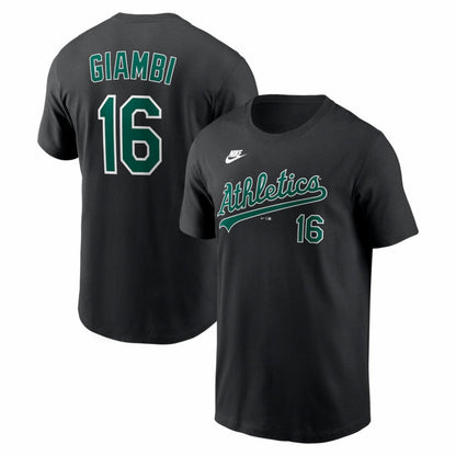Jason Giambi Athletics Cooperstown Collection Name & Number T-Shirt - Black | Nike