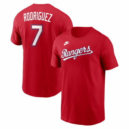 Ivan Rodriguez Texas Rangers Cooperstown Collection Name & Number T-Shirt - Red | Nike