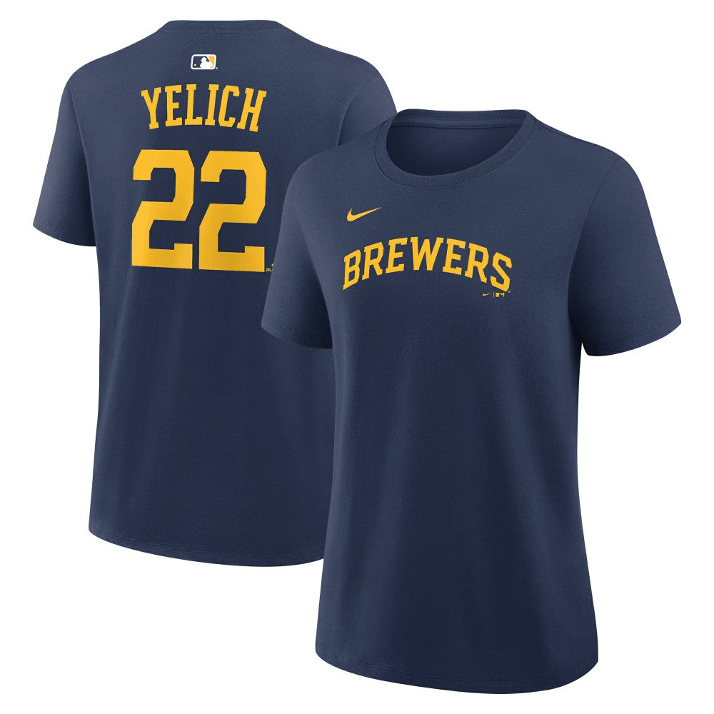 Christian Yelich Milwaukee Brewers Women's Name & Number T-Shirt - Navy | Nike