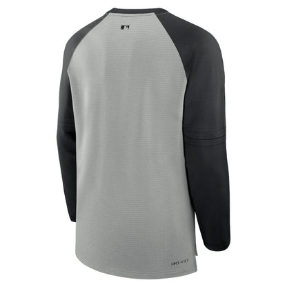 Miami Marlins Authentic Collection Game Time Raglan Performance Long Sleeve T-Shirt - Heather Gray/Black | Nike