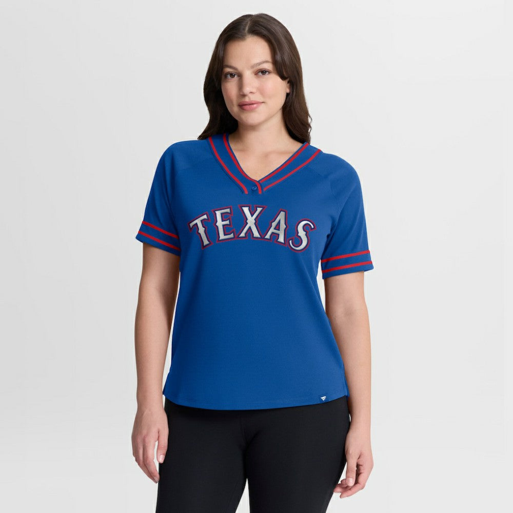 Texas Rangers Women's Diva Race Ahead Raglan V-Neck T-Shirt - Royal