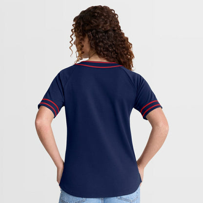 Boston Red Sox Women's Diva Race Ahead Raglan V-Neck T-Shirt - Navy