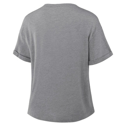 Buffalo Bills Women's Overplayed Tribute Tri-Blend Boxy T-Shirt - Heather Gray cheap