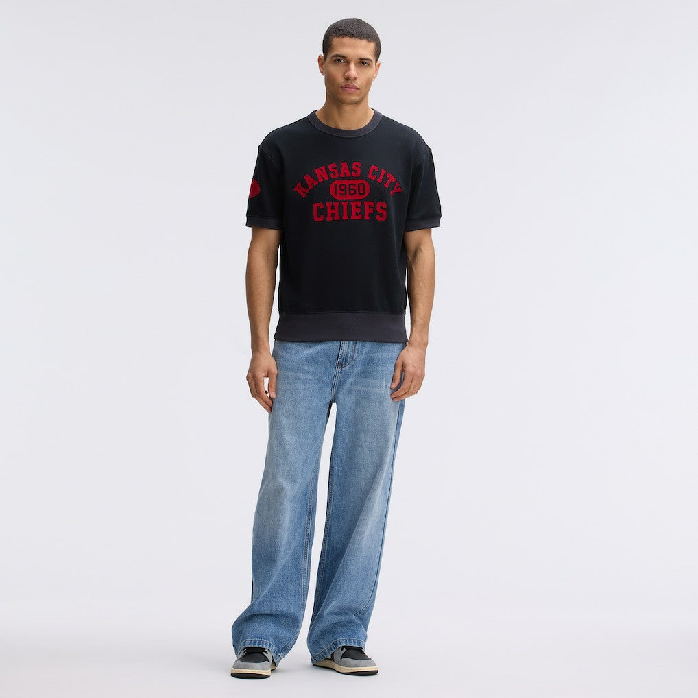 Kansas City Chiefs IconicFleece Short Sleeve Sweatshirt - Black online