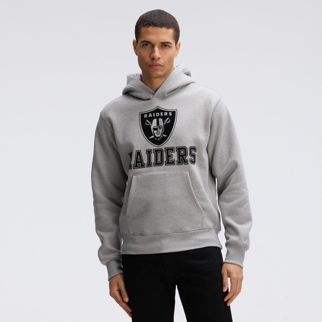 Las Vegas Raiders IconicFleece Flocked Hoodie - Heather Gray sale