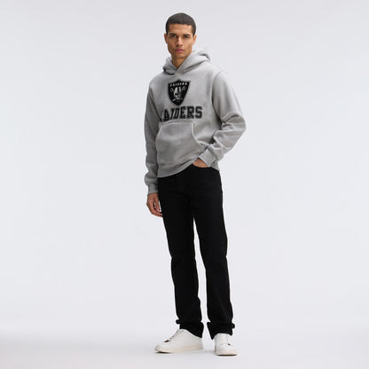 Las Vegas Raiders IconicFleece Flocked Hoodie - Heather Gray sale
