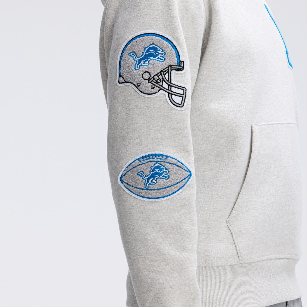 Detroit Lions IconicFleece Letterman Hoodie - Heather Gray for sale